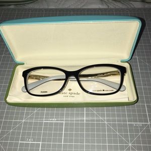 KATE SPADE BLACK, WHITE & GOLD EYE GLASSES FRAME